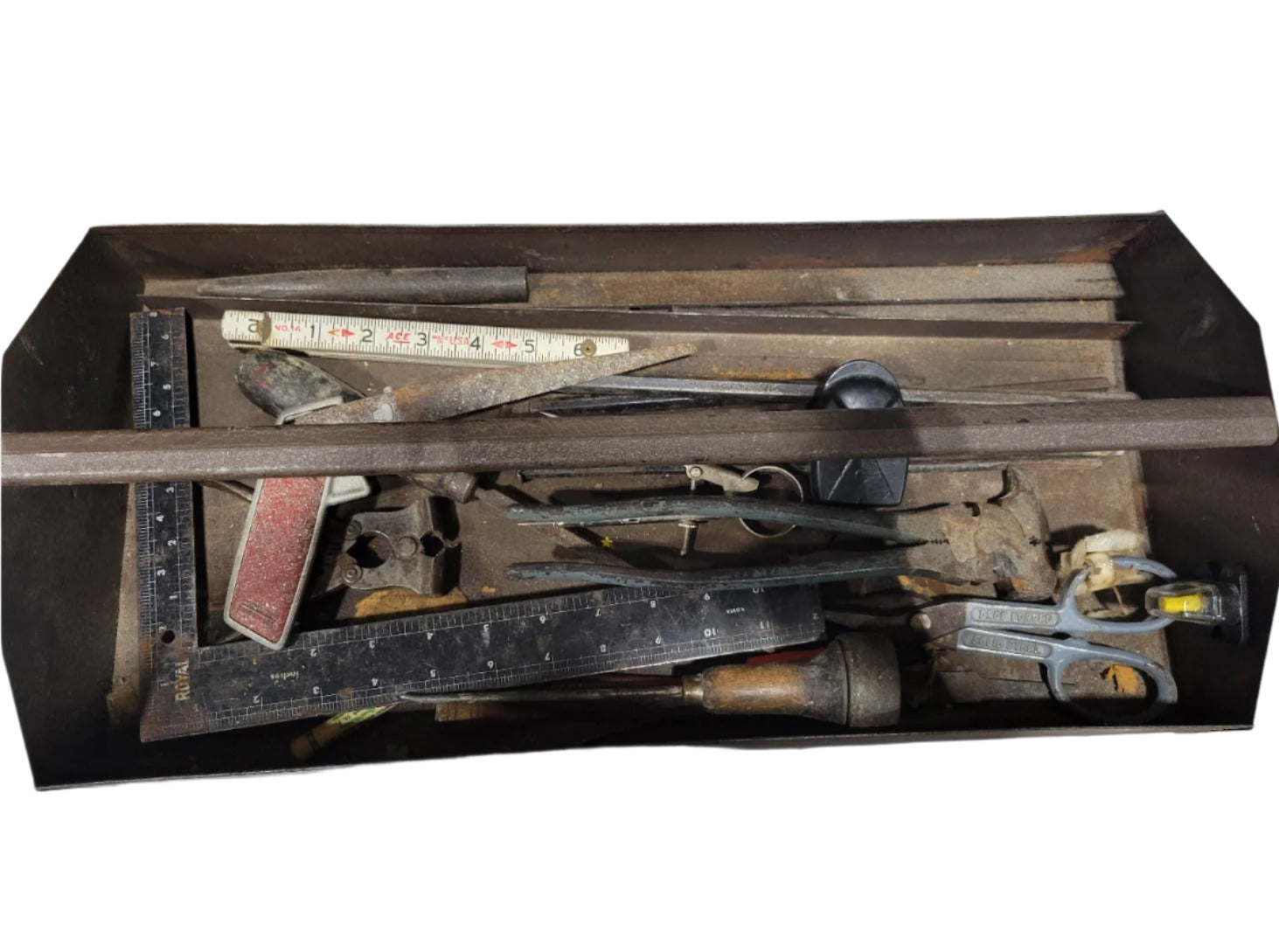 Mid-Century PARK Model 200H Steel Toolbox with Vintage Tools – 20 ¼" W