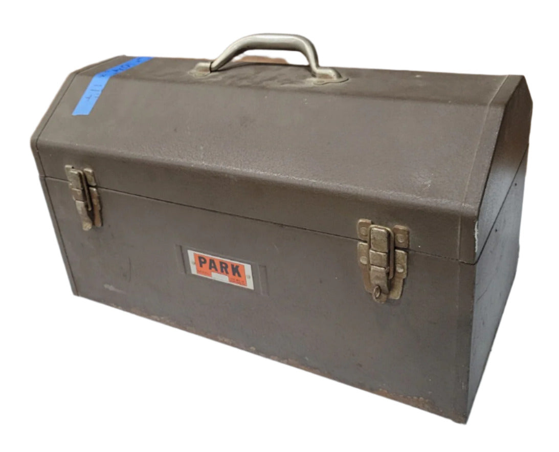Mid-Century PARK Model 200H Steel Toolbox with Vintage Tools – 20 ¼" W