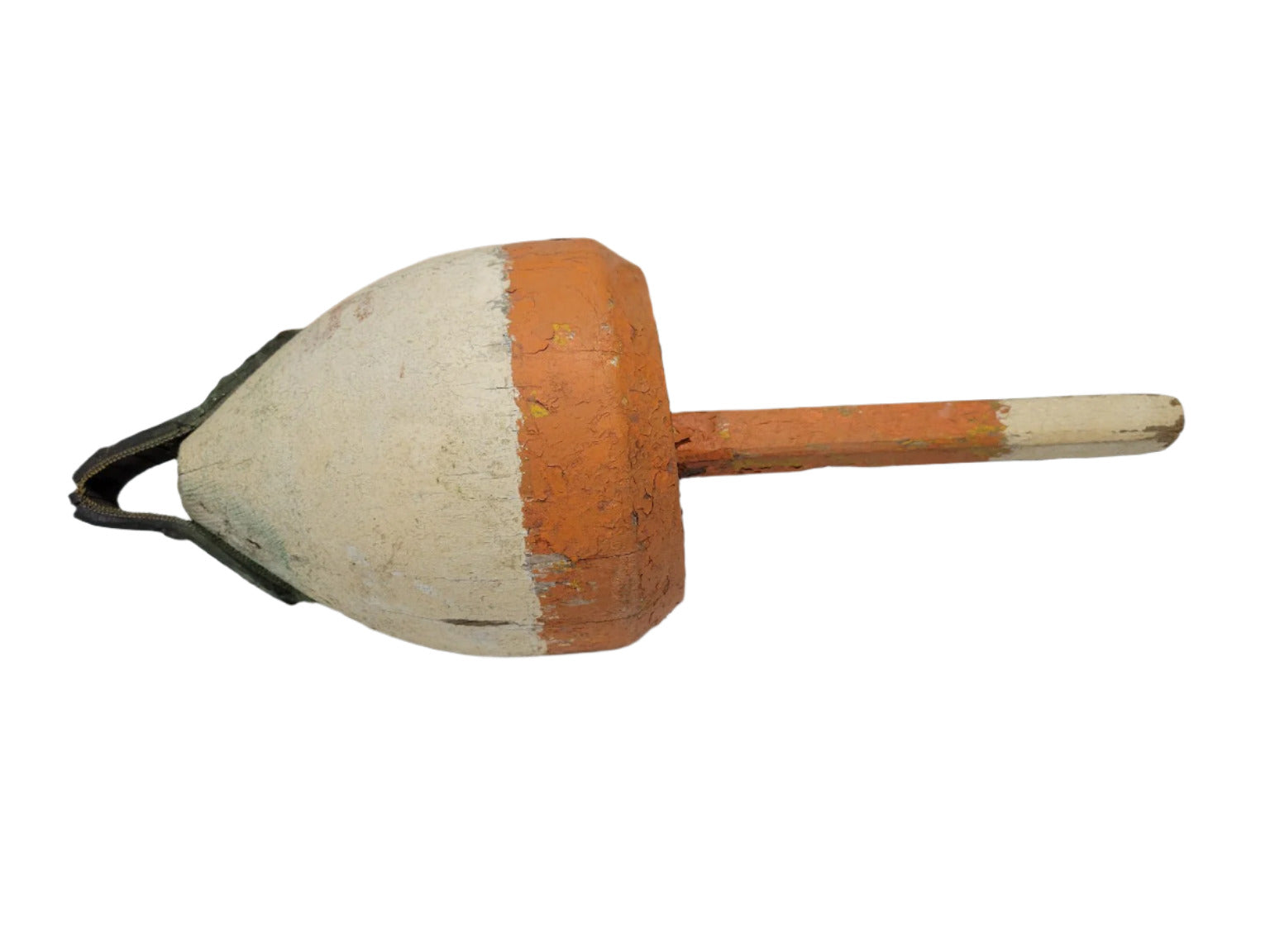 Large Vintage Wooden Lobster Buoy – Orange & White, Stamped “1889”