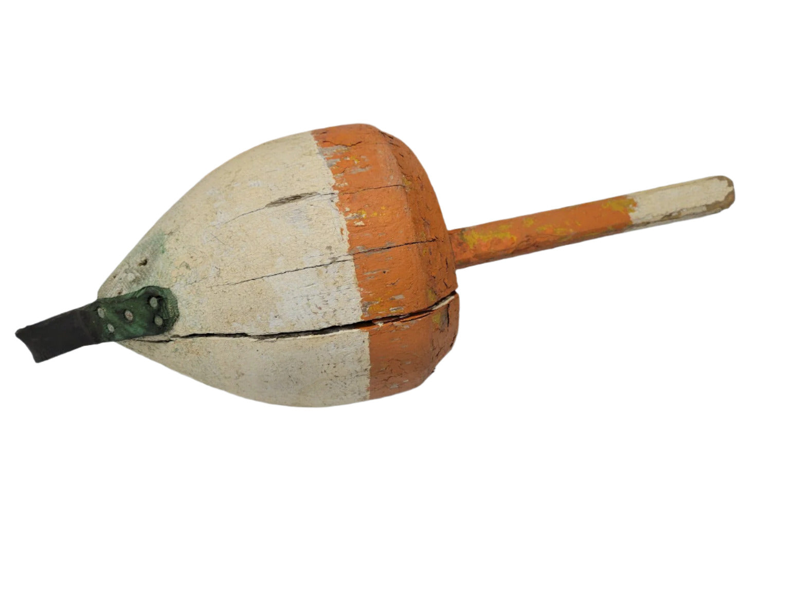 Large Vintage Wooden Lobster Buoy – Orange & White, Stamped “1889”