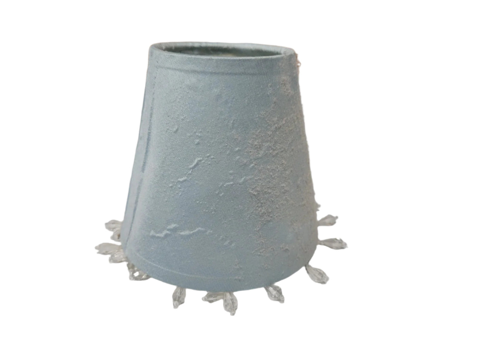 Dusty Blue Miniature Lamp Shade with Beaded Fringe – 4 ⅝" Tall
