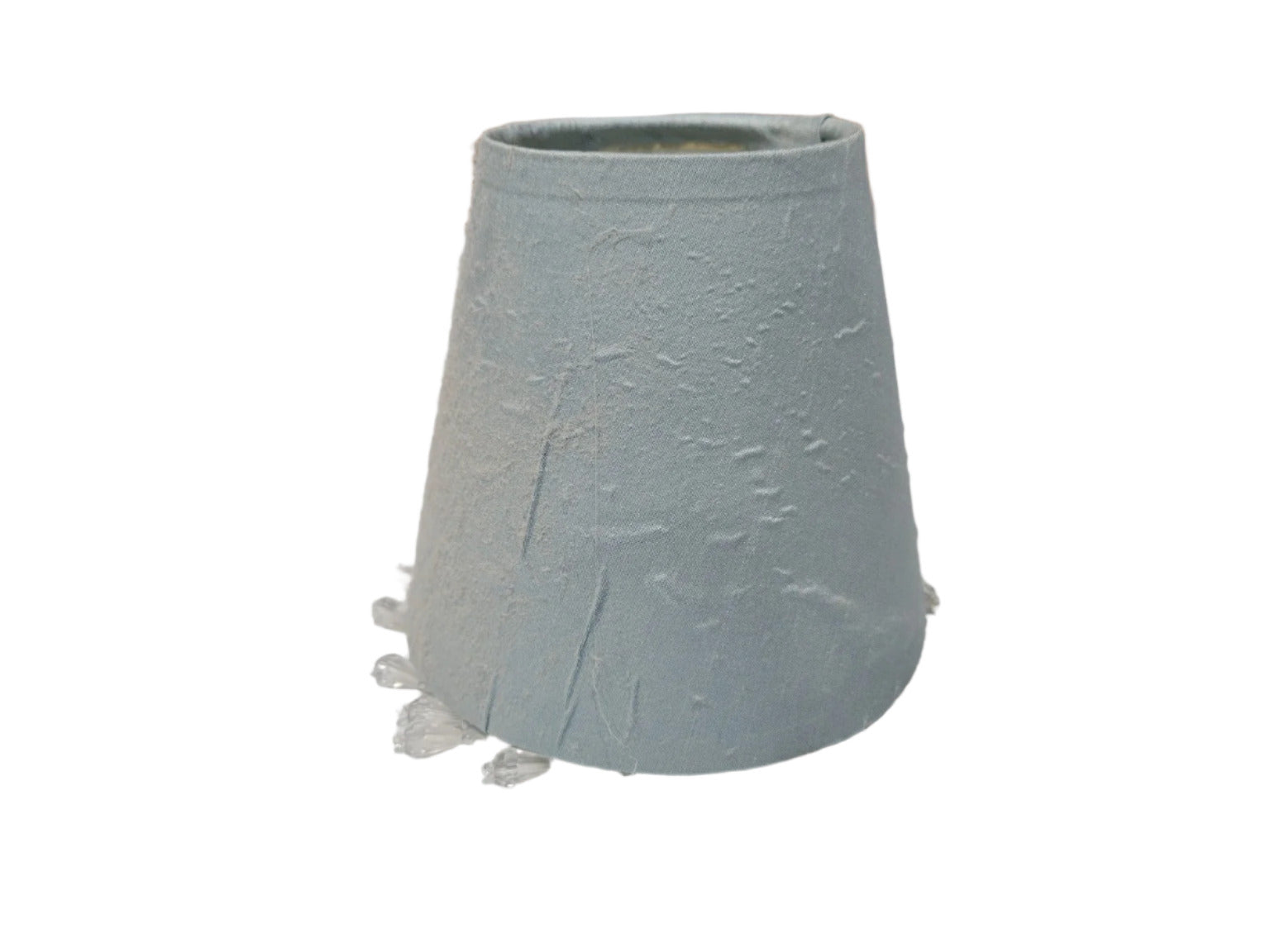 Dusty Blue Miniature Lamp Shade with Beaded Fringe – 4 ⅝" Tall
