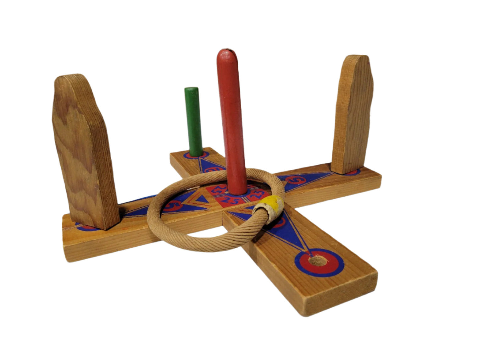 Vintage Wooden Ring Toss Game – Hand-Painted Carnival Theme – 15" x 15"
