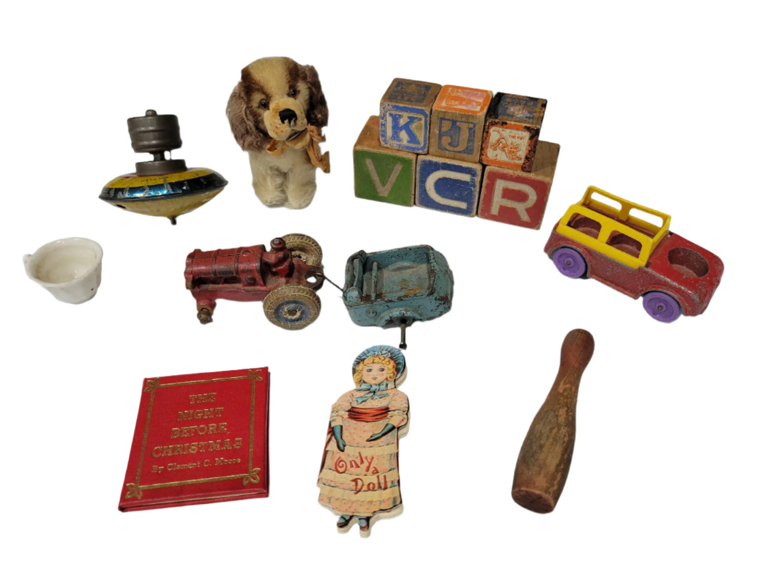 Vintage Toy Lot – Mid-Century & Earlier Mixed Materials (Set of 15)