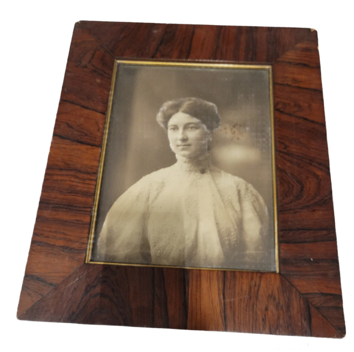 Antique Portrait in Rosewood Veneer Frame – 11" x 13 ⅜"