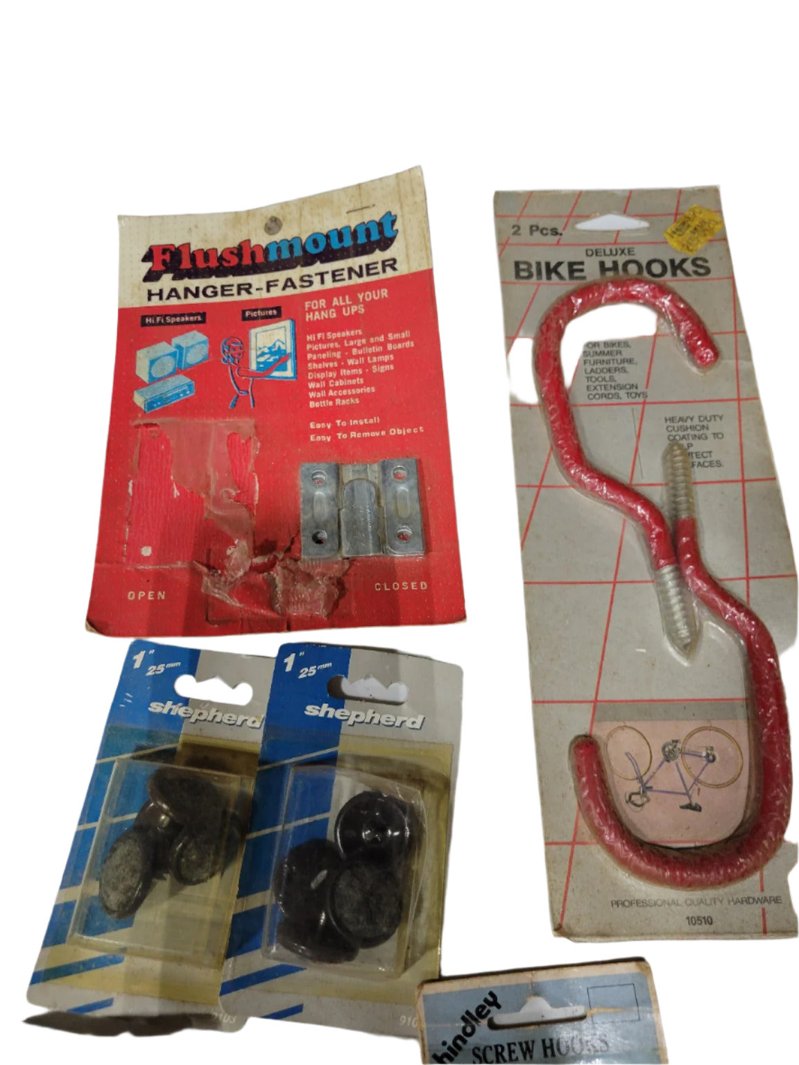 Vintage Hardware Lot – Hooks, Hangers, Floor Protectors, and Fasteners (NOS)