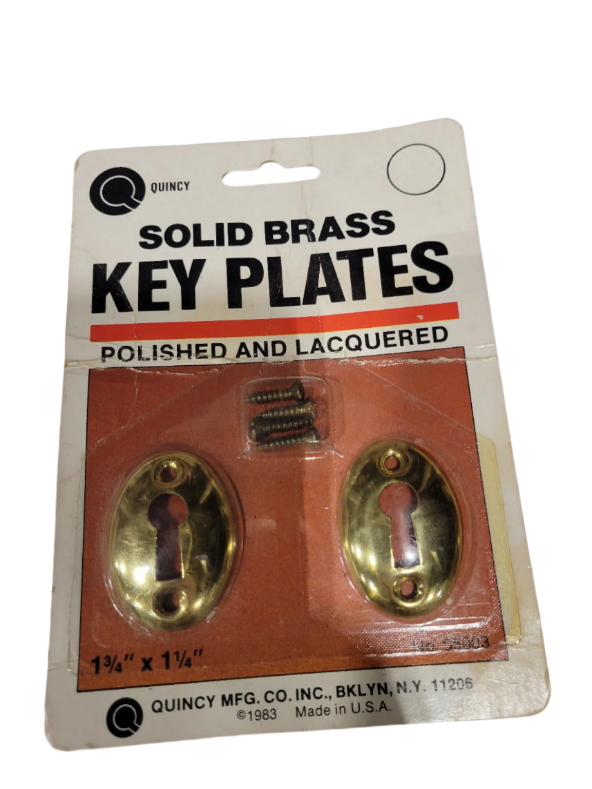 Quincy Solid Brass Key Plates – Set of 2 (NOS, 1983)