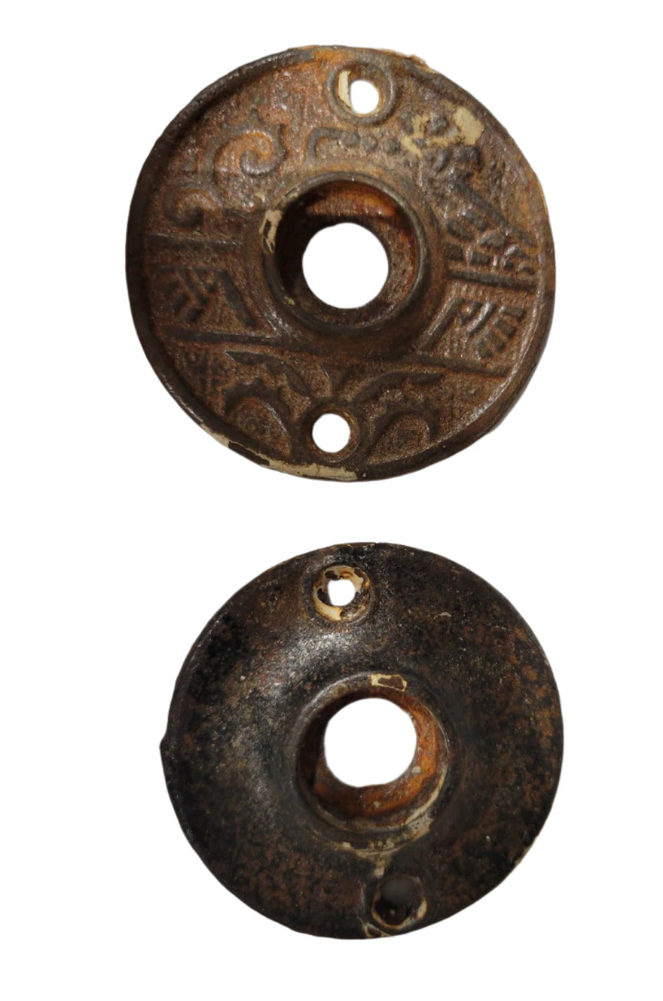 Set of 4 Antique Eastlake Keyhole & Doorknob Backplates – Mixed Round and Rectangular