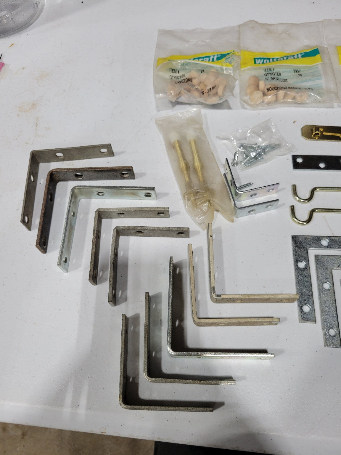 Mixed Lot – Mending Plates, L-Brackets, Springs, Wood Plugs & Misc. Hardware