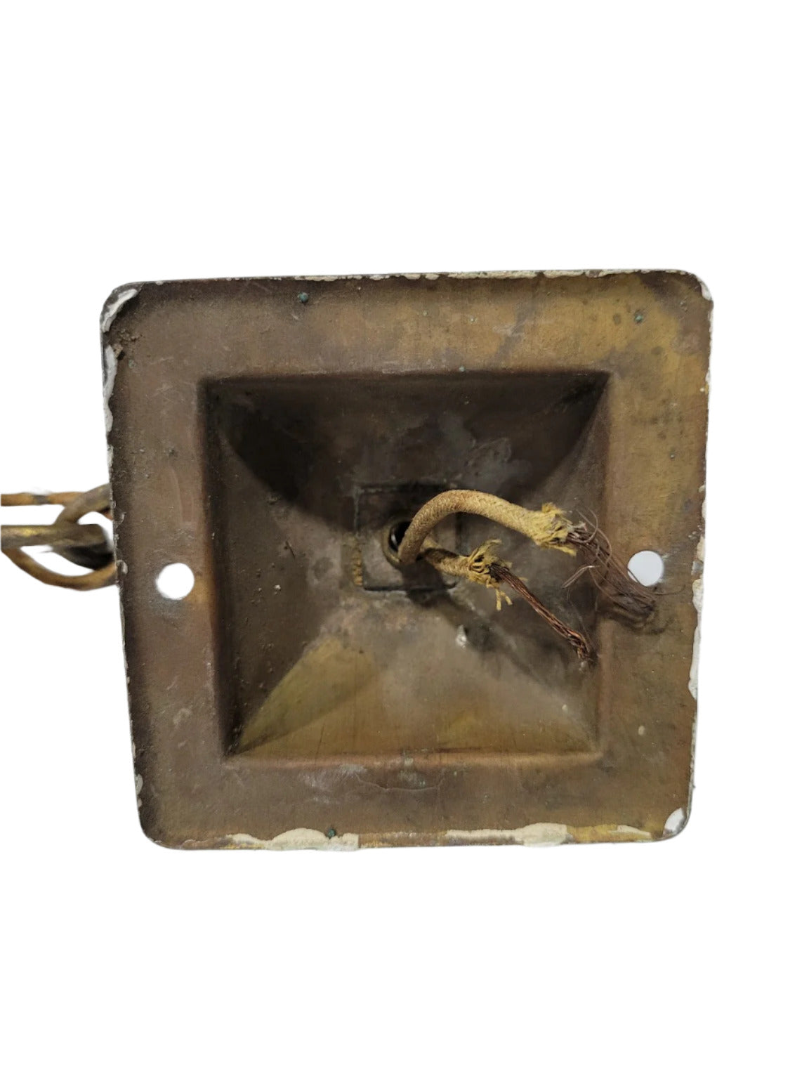 Antique Brass Pendant Light Socket with Ceiling Canopy – 10" Drop (As Is-Needs Rewiring)