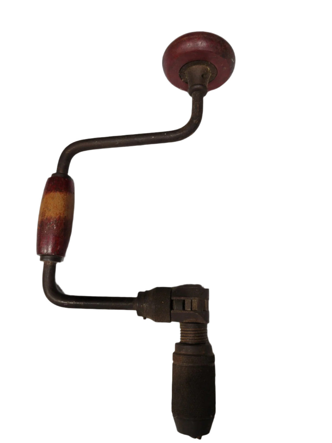 Antique Hand Brace Drill with Wooden Handles – 13" L x 6" W