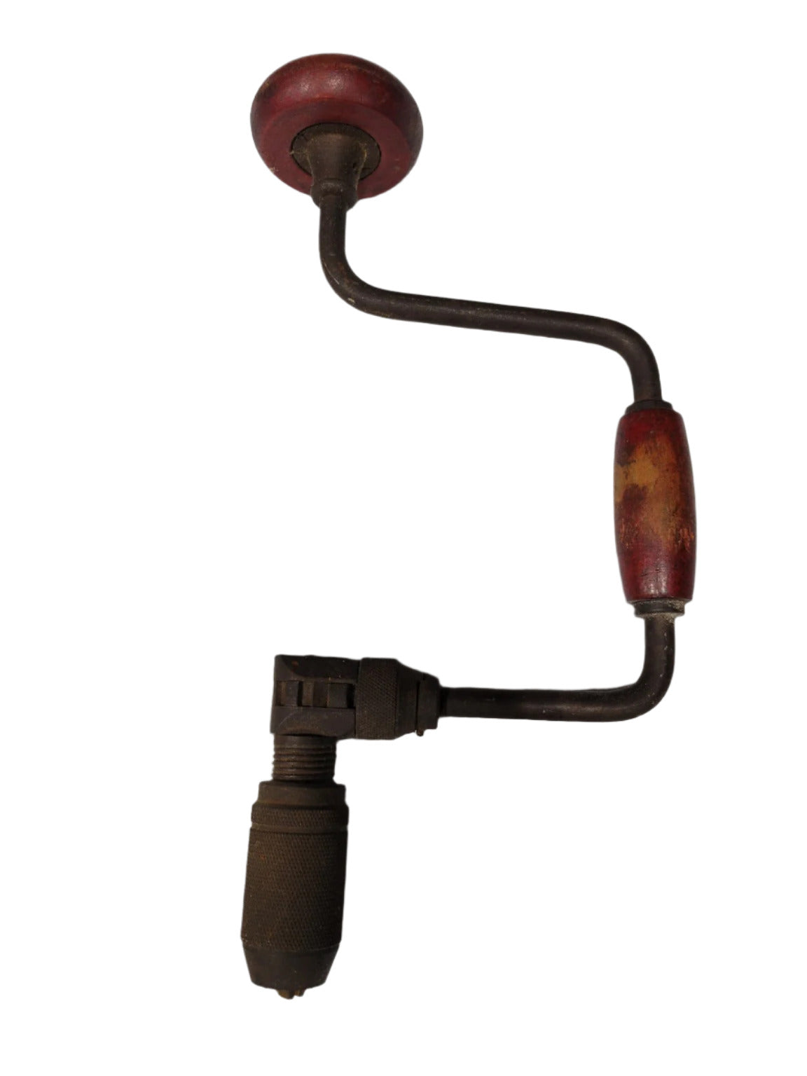 Antique Hand Brace Drill with Wooden Handles – 13" L x 6" W