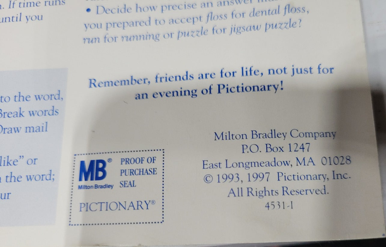 1997 Pictionary Board Game – Milton Bradley Edition