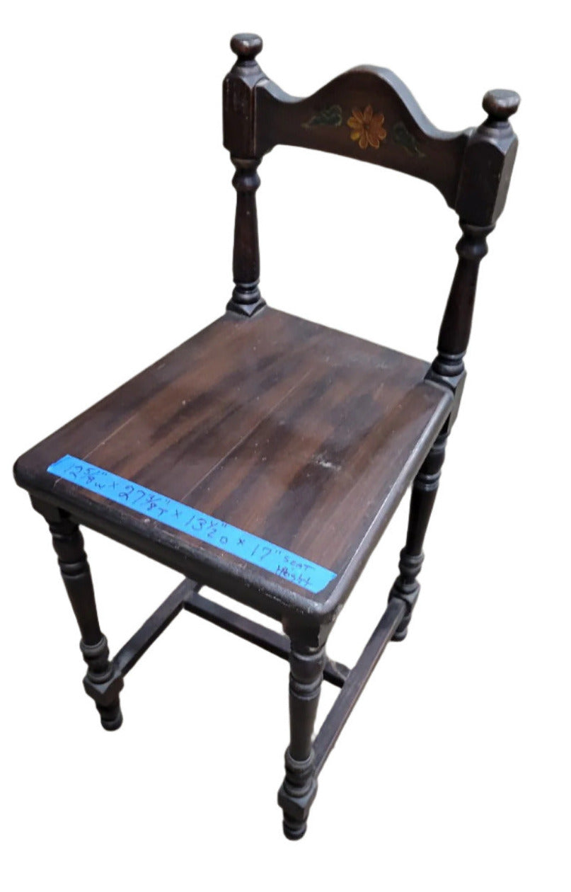 Vintage Hand-Painted Wood Chair with Turned Legs