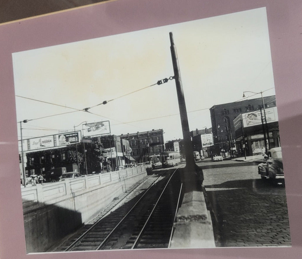 Framed Black & White Cleveland Streetcar Photographs – Set of 3, Midcentury Urban Scene