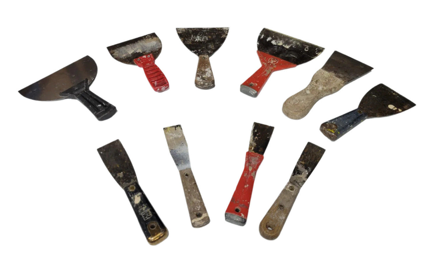 Lot of 10 Vintage Putty Knives & Joint Compound Scrapers – Mixed Handles