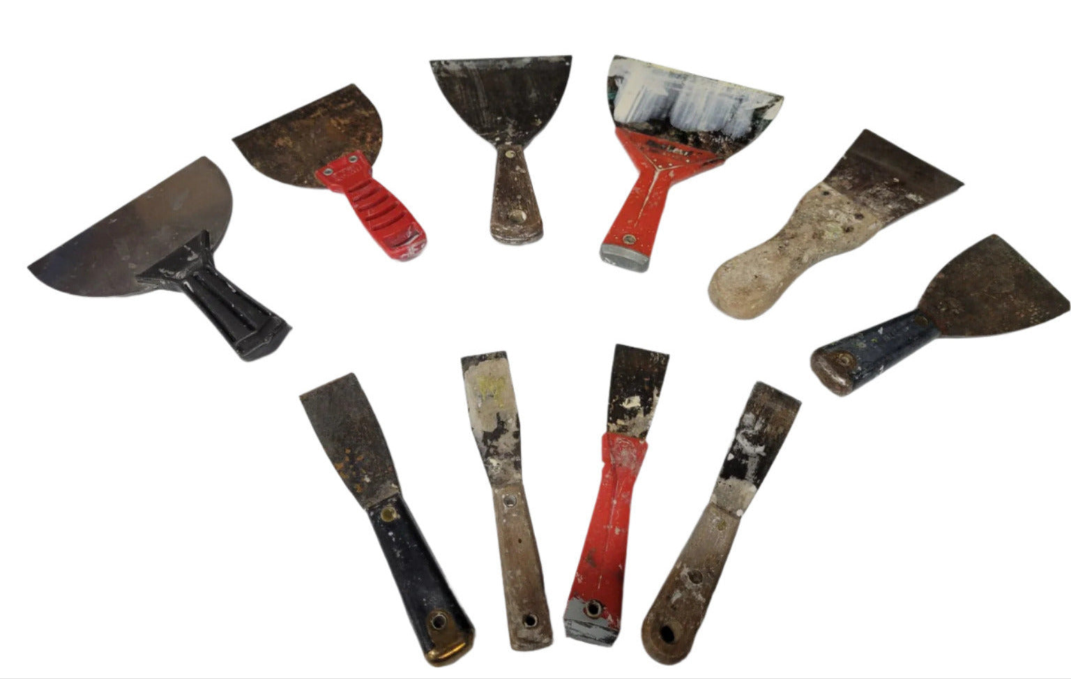 Lot of 10 Vintage Putty Knives & Joint Compound Scrapers – Mixed Handles