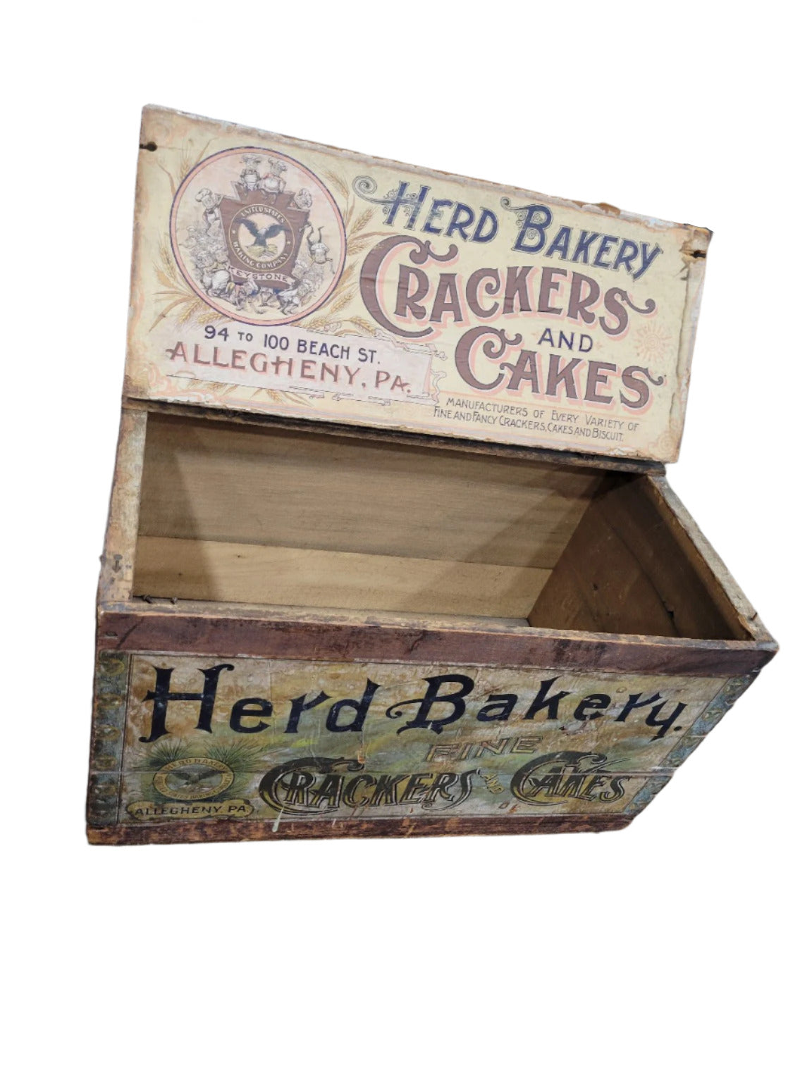 Antique Herd Bakery Wooden Crate with Label – Allegheny, PA