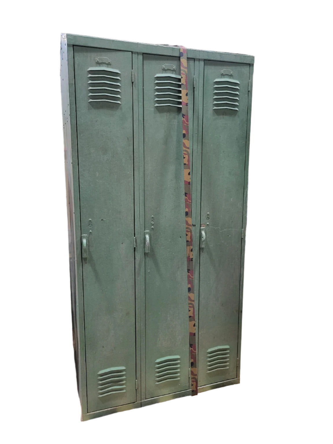 Vintage Industrial Green Steel Locker – Triple Unit