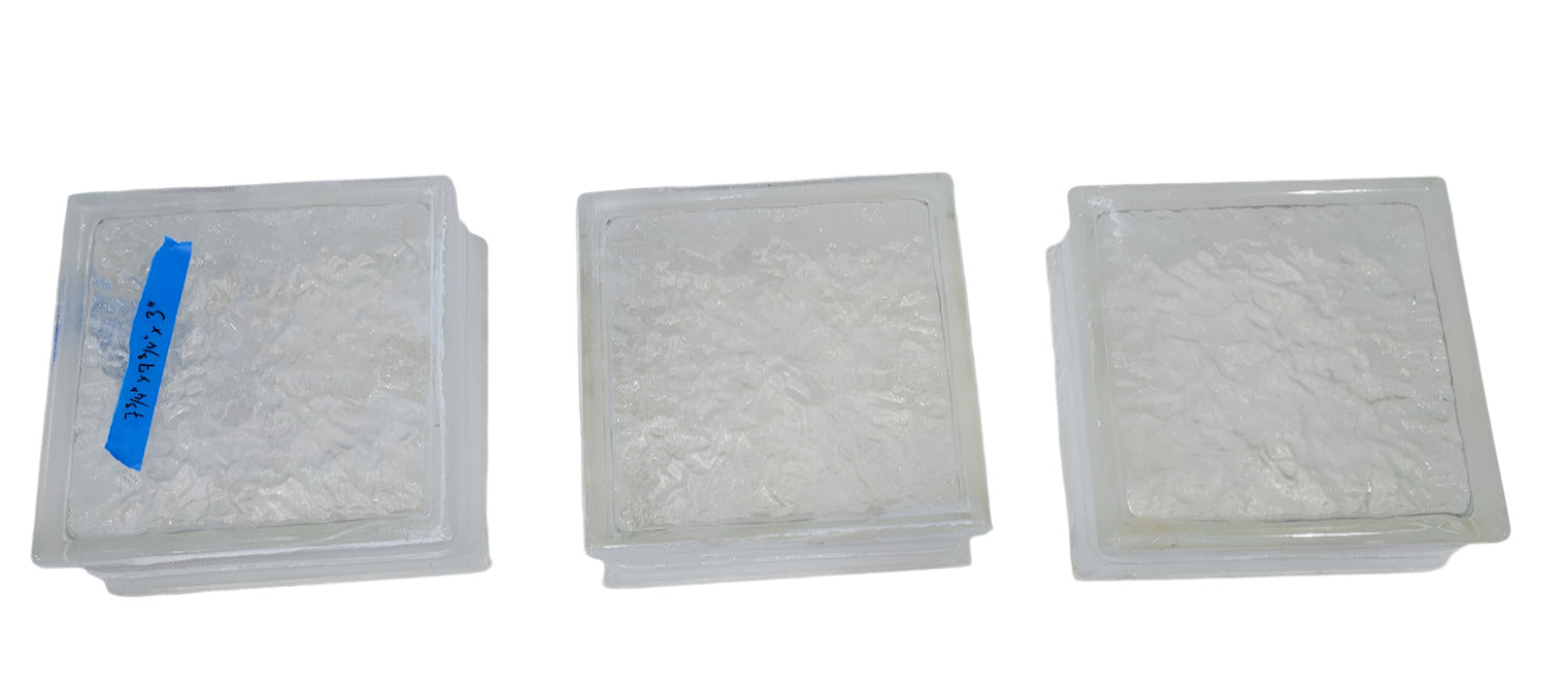 Set of Vintage Textured Glass Blocks – 7 ¾" x 7 ¾" x 3"