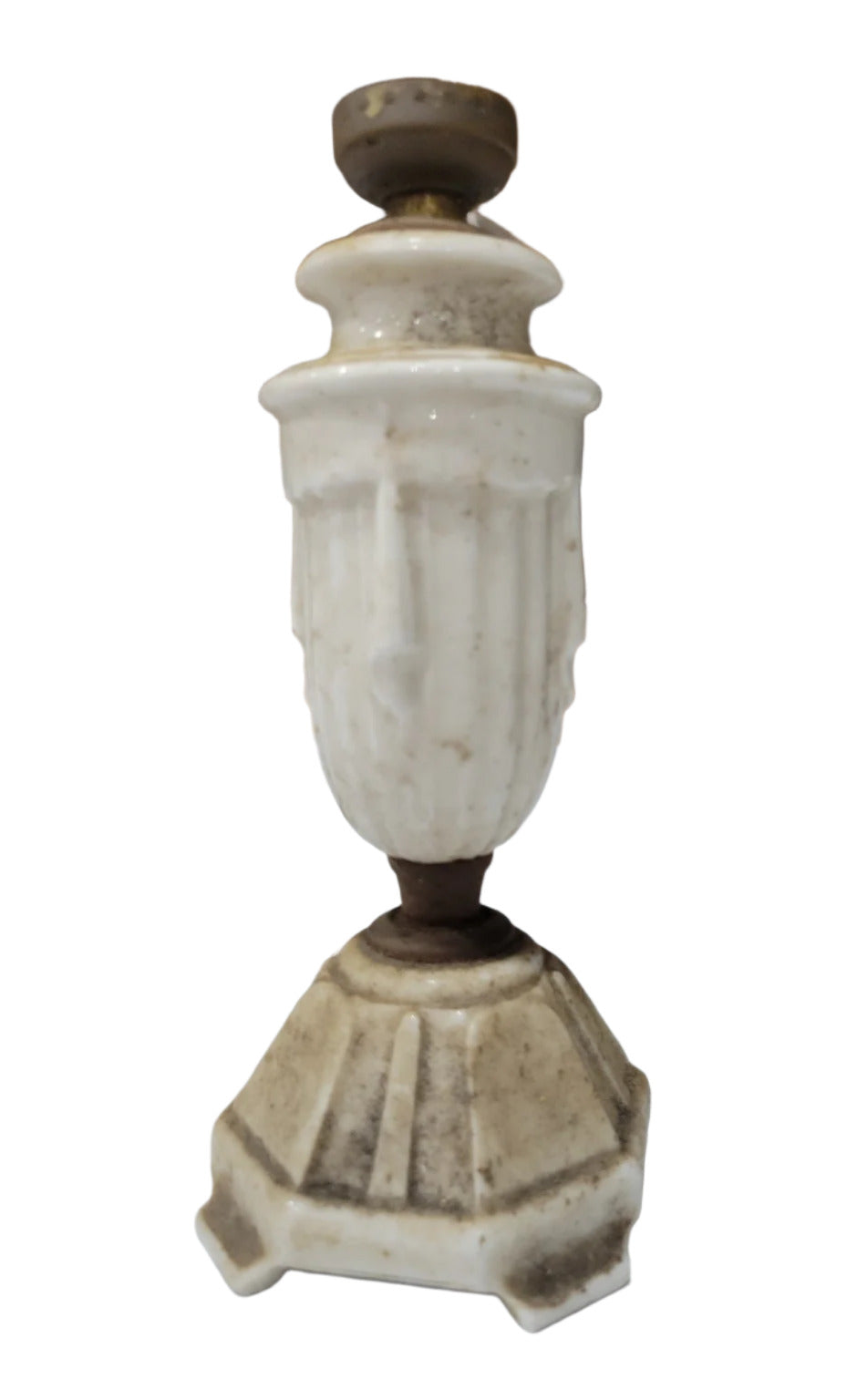 Antique White Porcelain Table Lamp Base – Fluted Design with Socket AS IS