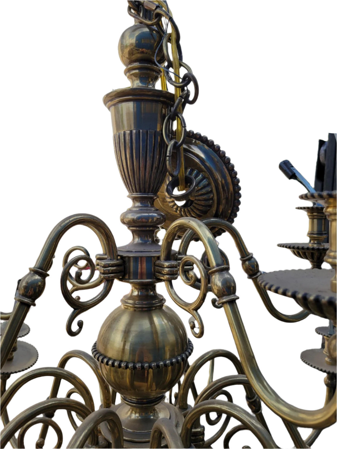 Vintage Solid Brass 12-Light Chandelier – 36" Diameter