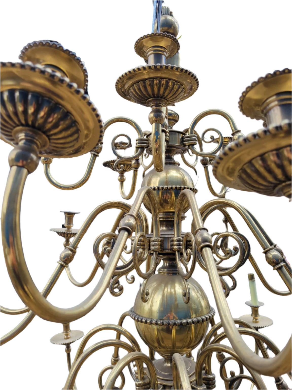 Oversized Vintage Solid Brass 18-Light Chandelier – 42" Diameter