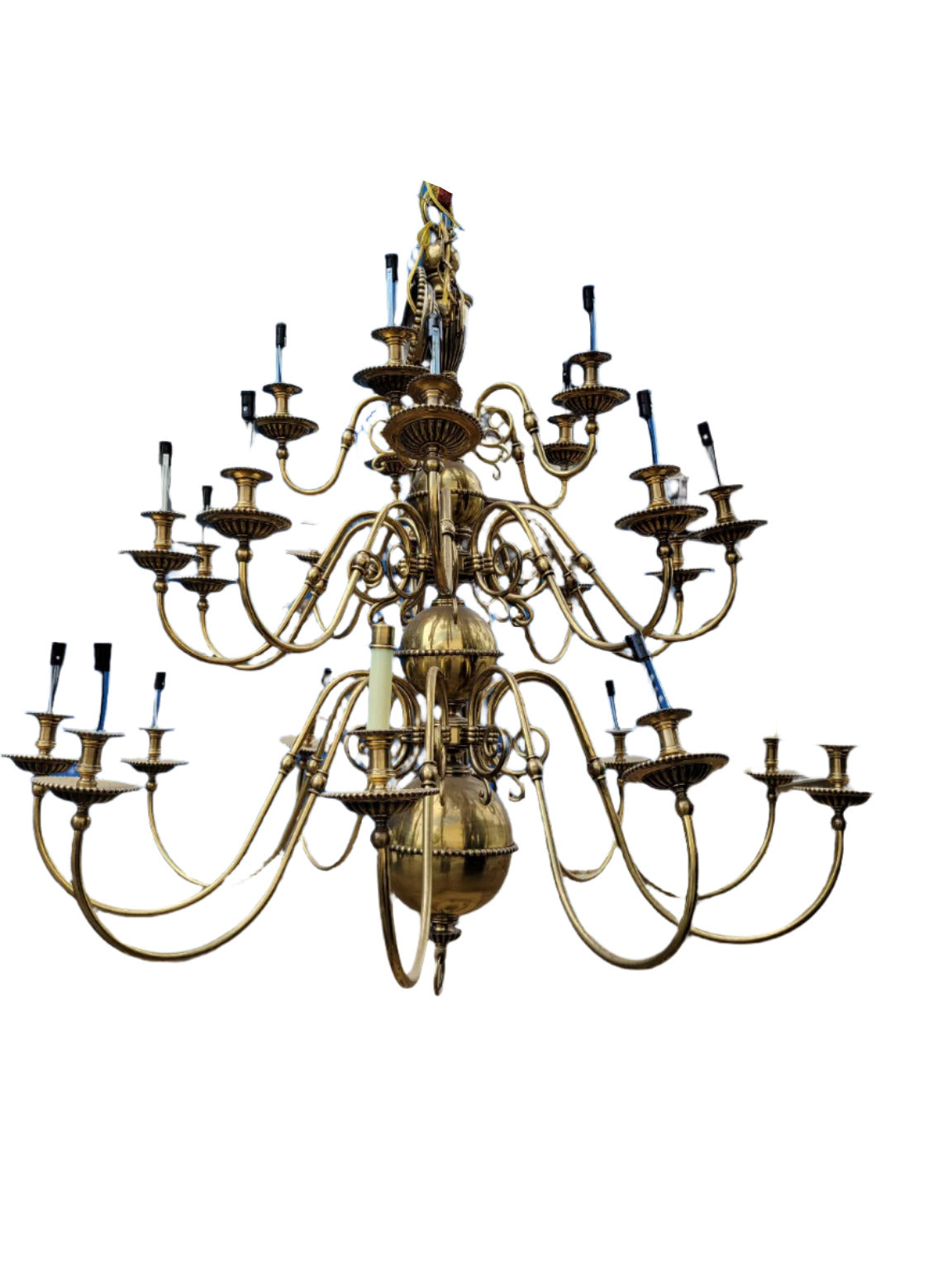 Oversized Vintage Solid Brass 18-Light Chandelier – 42" Diameter