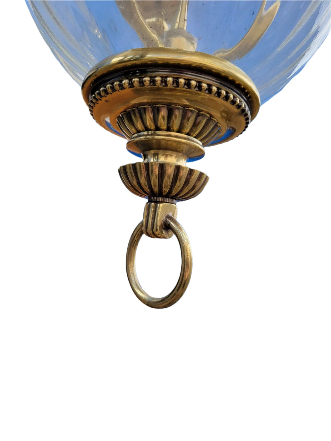 Vintage Solid Brass Hall Lantern Pendant – 20" Diameter