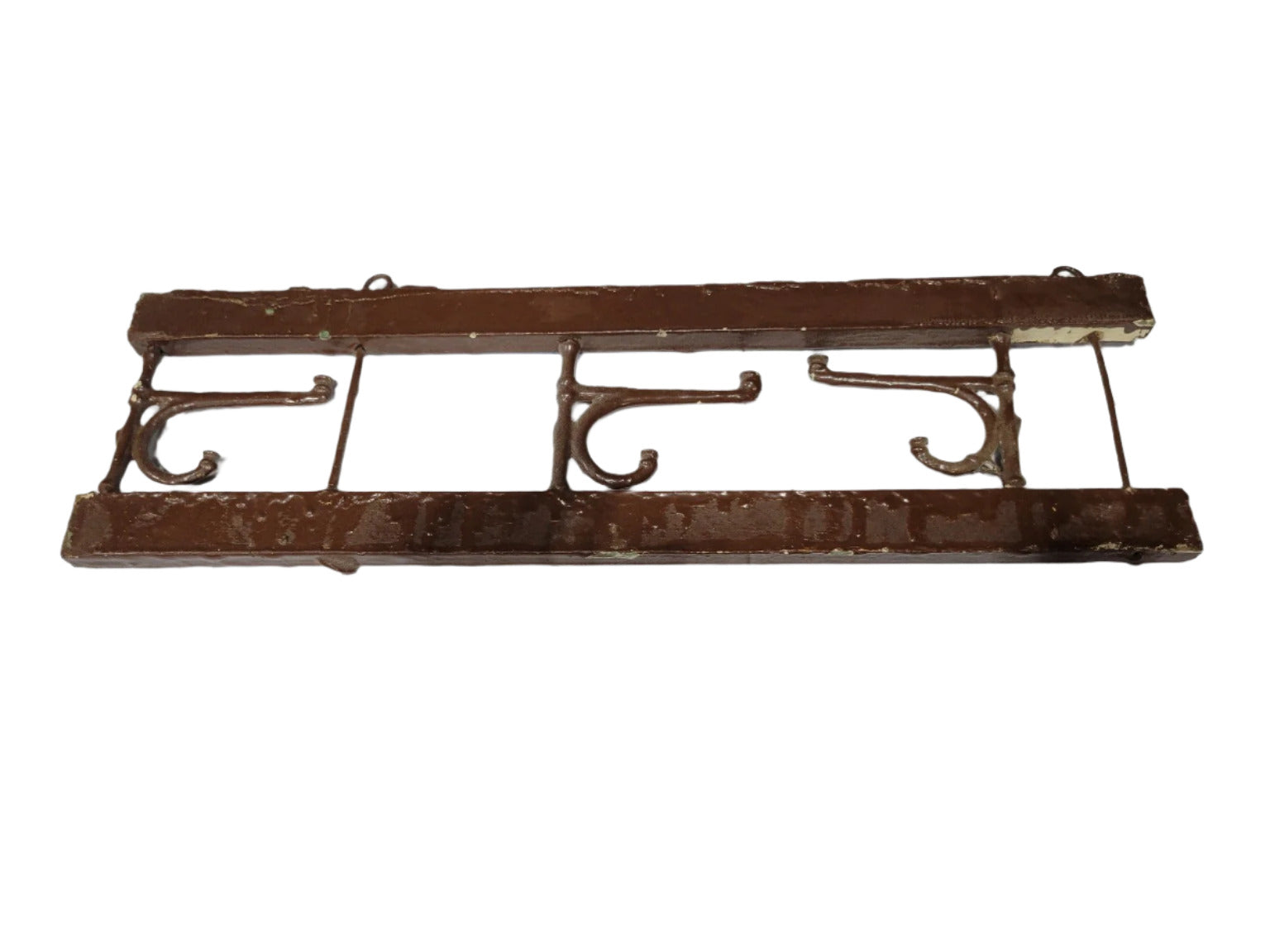 Vintage Painted Wall Rack with Thin Metal Triple Hooks – 14 ⅞" L