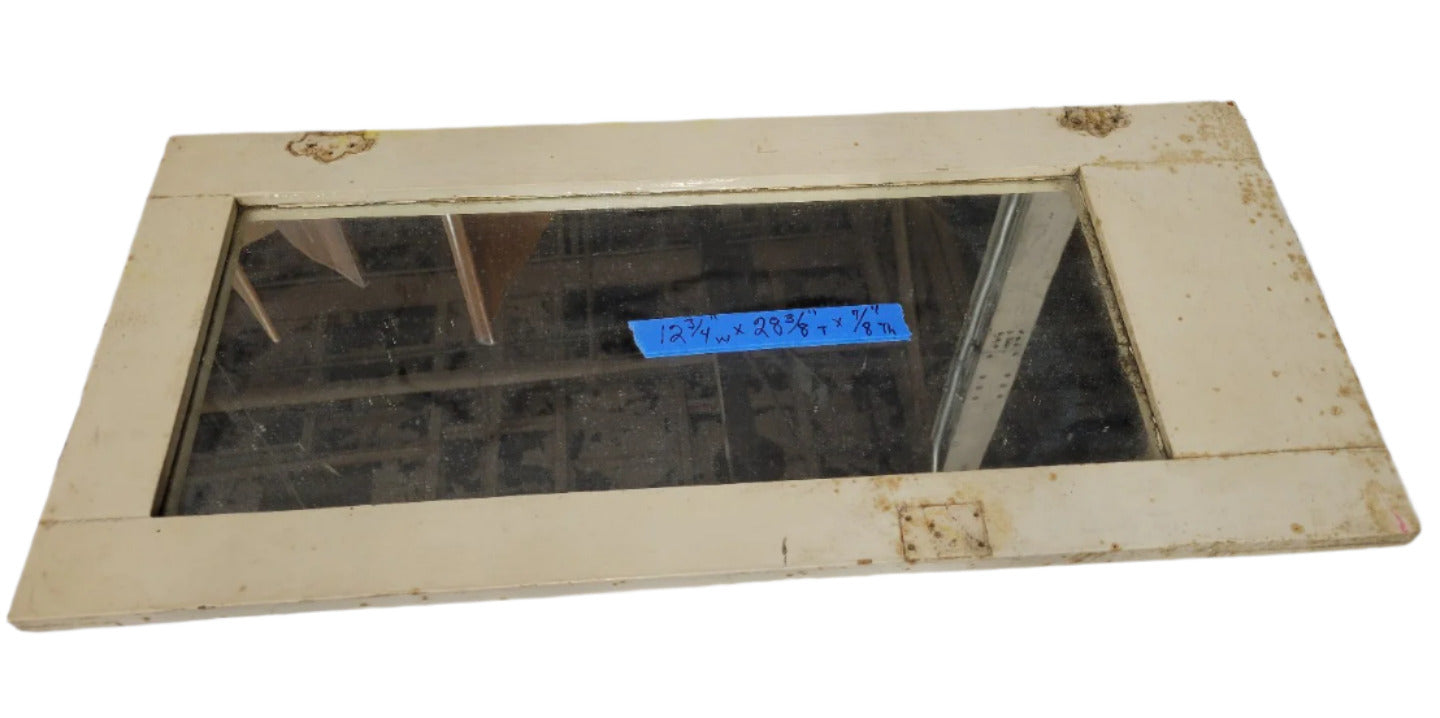 Vintage Painted Mirror Cabinet Door – 28" x 12"