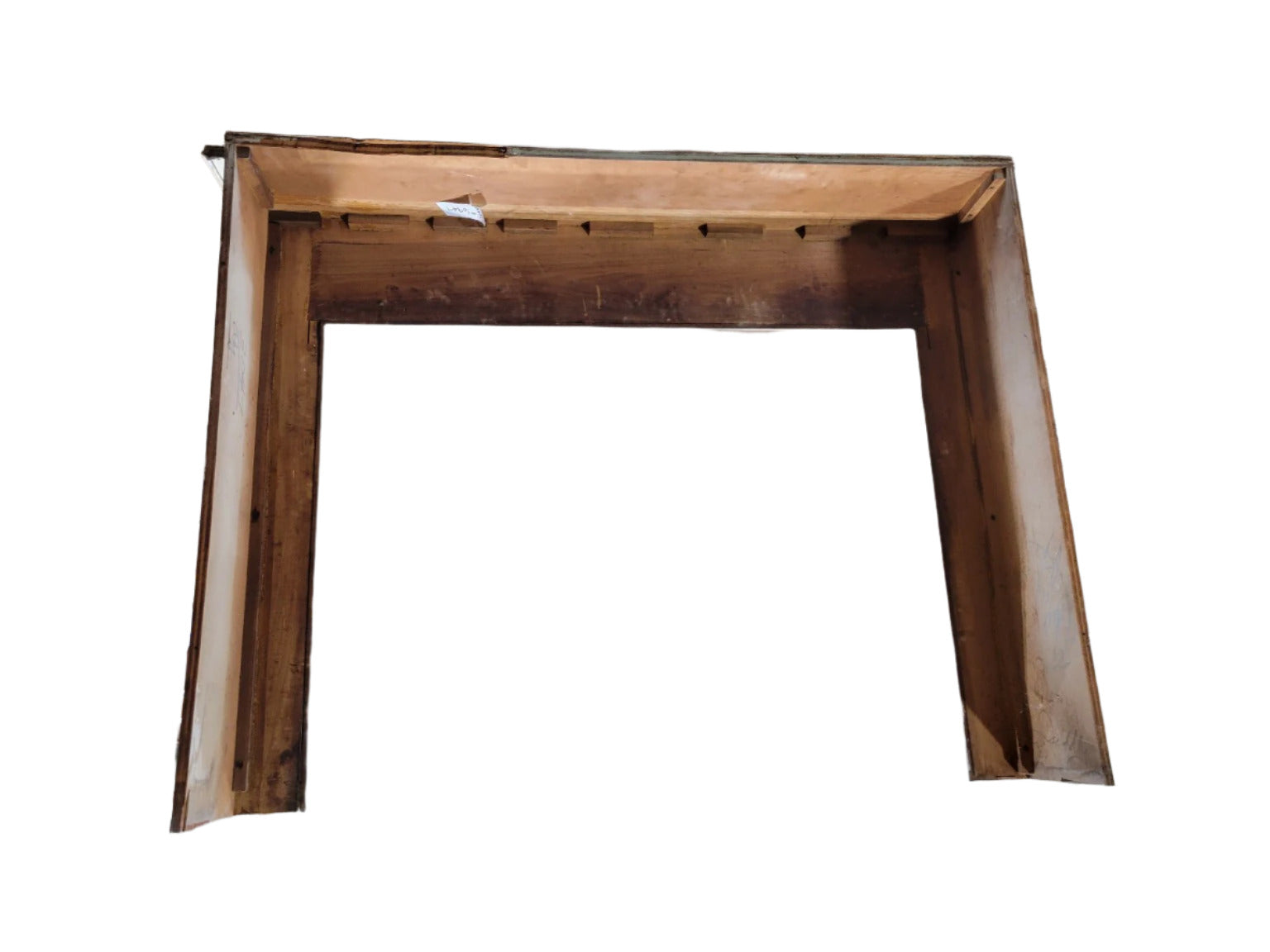 Antique Painted Fireplace Mantel with Decorative Carvings