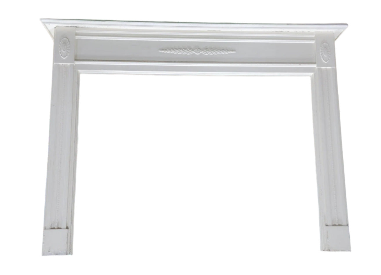 Antique Painted Fireplace Mantel with Decorative Carvings