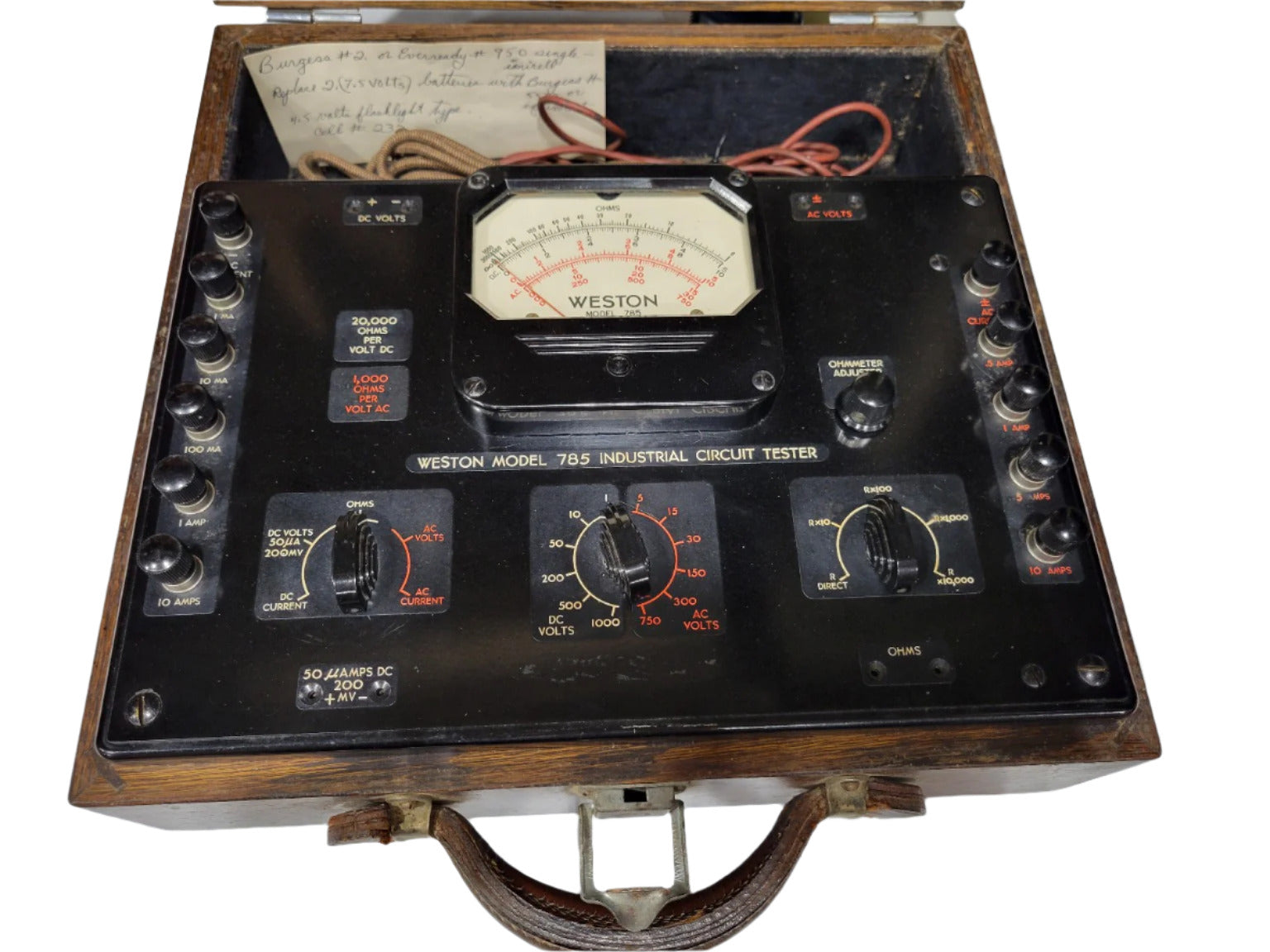 Weston Model 785 Industrial Circuit Tester in Oak Carrying Case