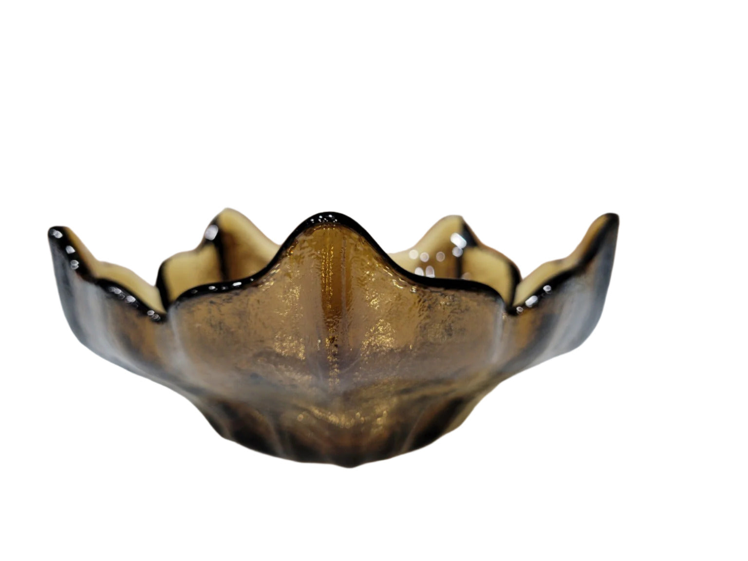 Amber Ruffled Glass Bowl – 6 ¾" Diameter