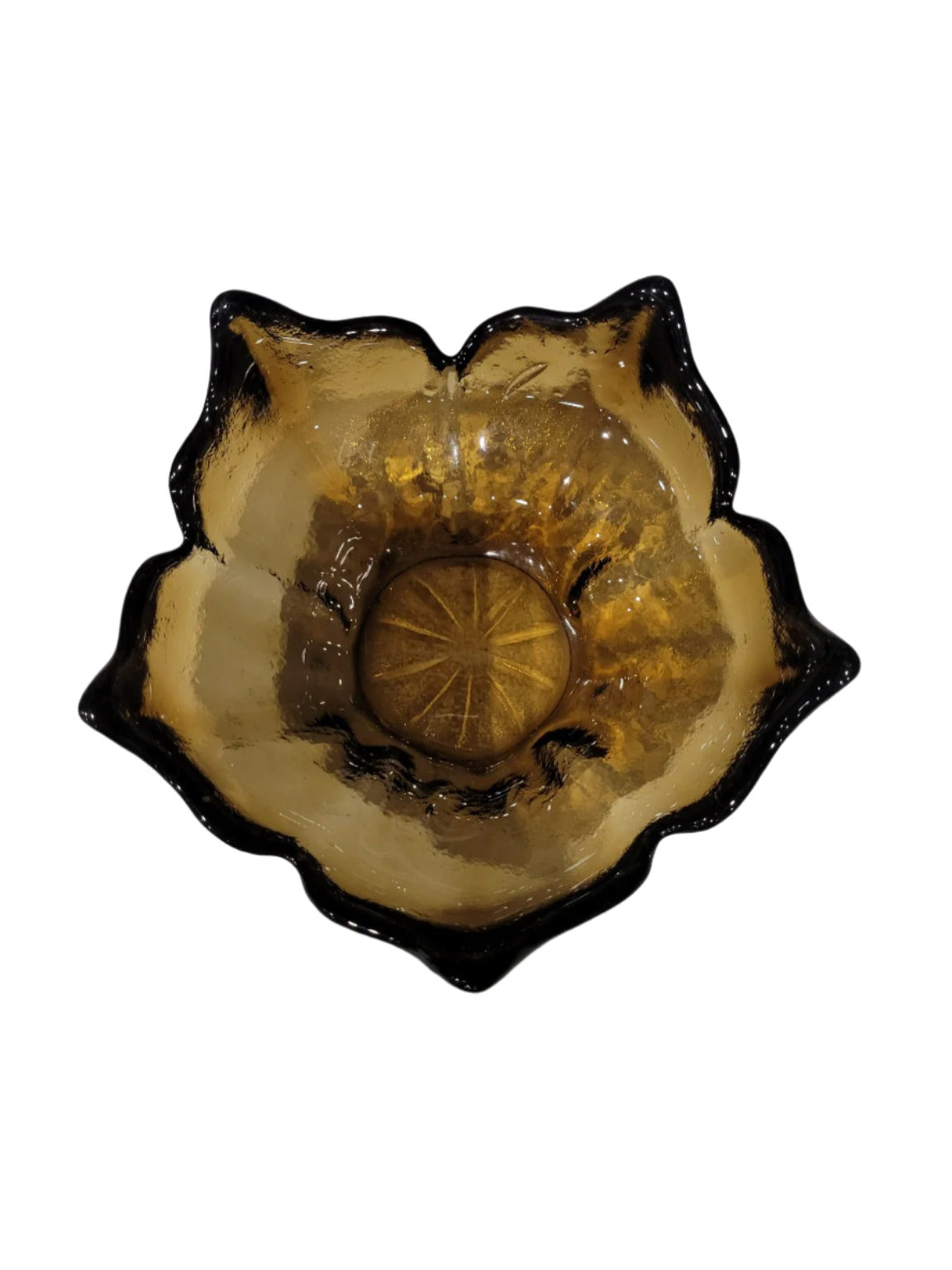 Amber Ruffled Glass Bowl – 6 ¾" Diameter