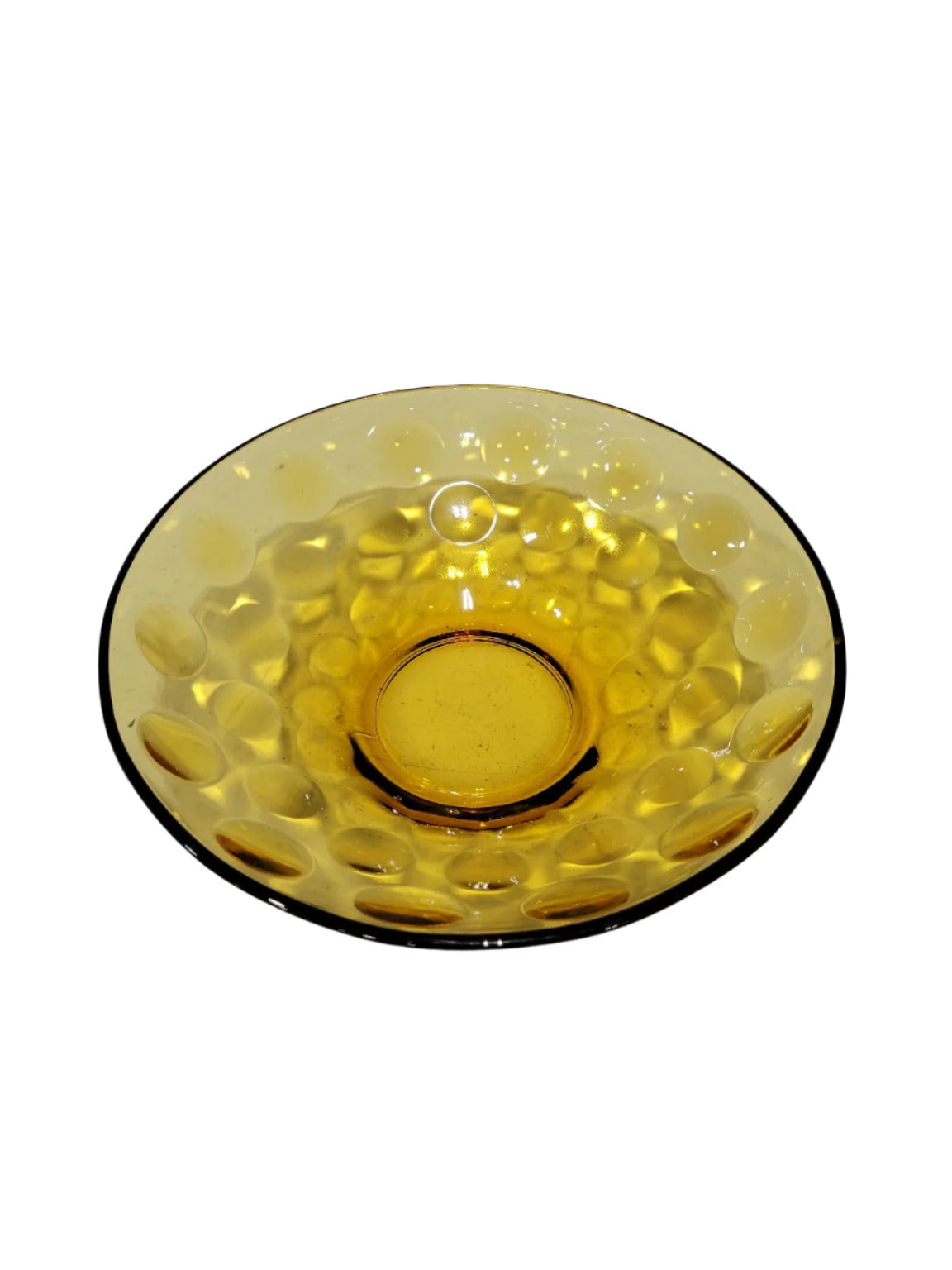 Amber Bubble Pattern Glass Bowl – 9 ½" Diameter