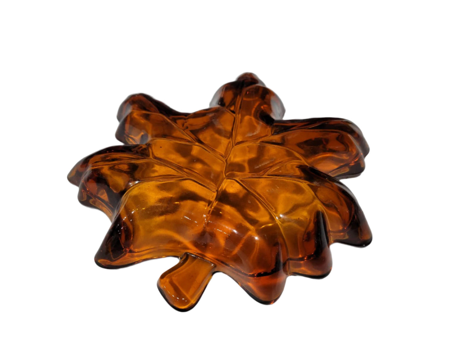 Amber Maple Leaf Glass Dish – 9" x 8"