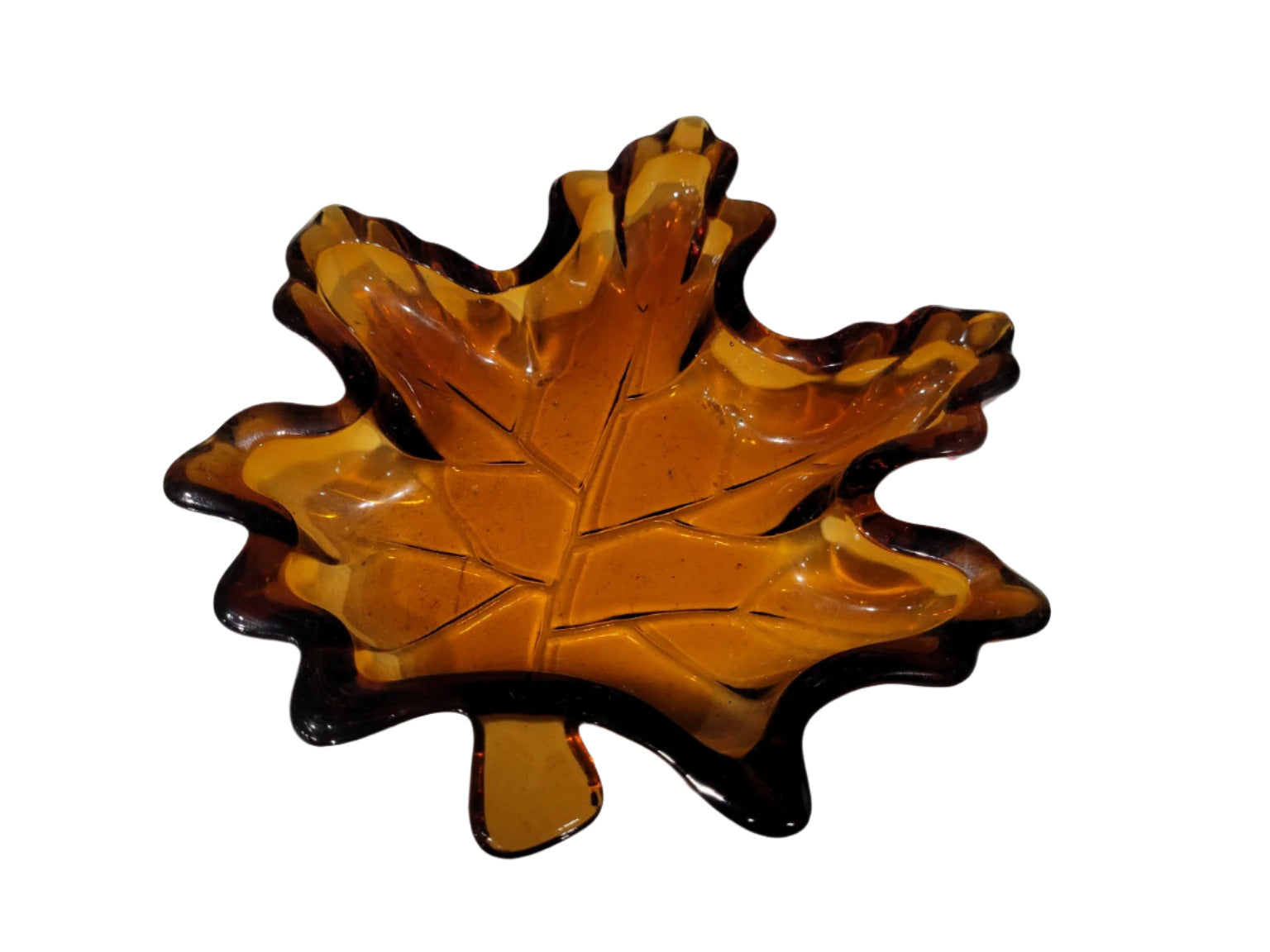 Amber Maple Leaf Glass Dish – 9" x 8"