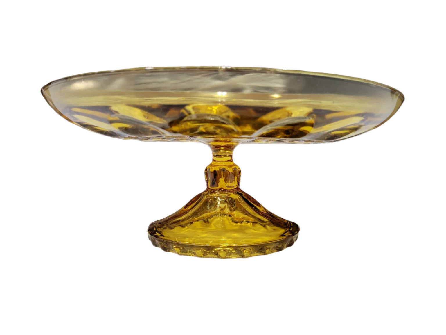 Amber Glass Pedestal Cake Stand – 9 ¾" Diameter