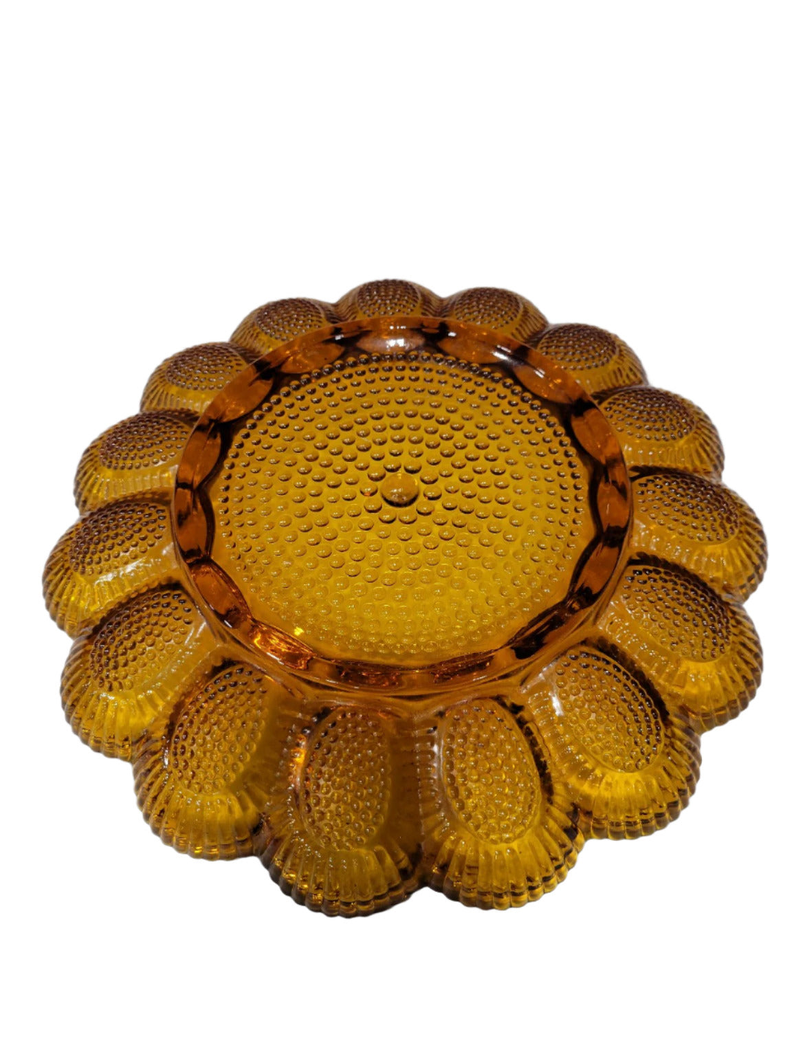 Amber Glass Deviled Egg Platter – 11 ¼" Diameter