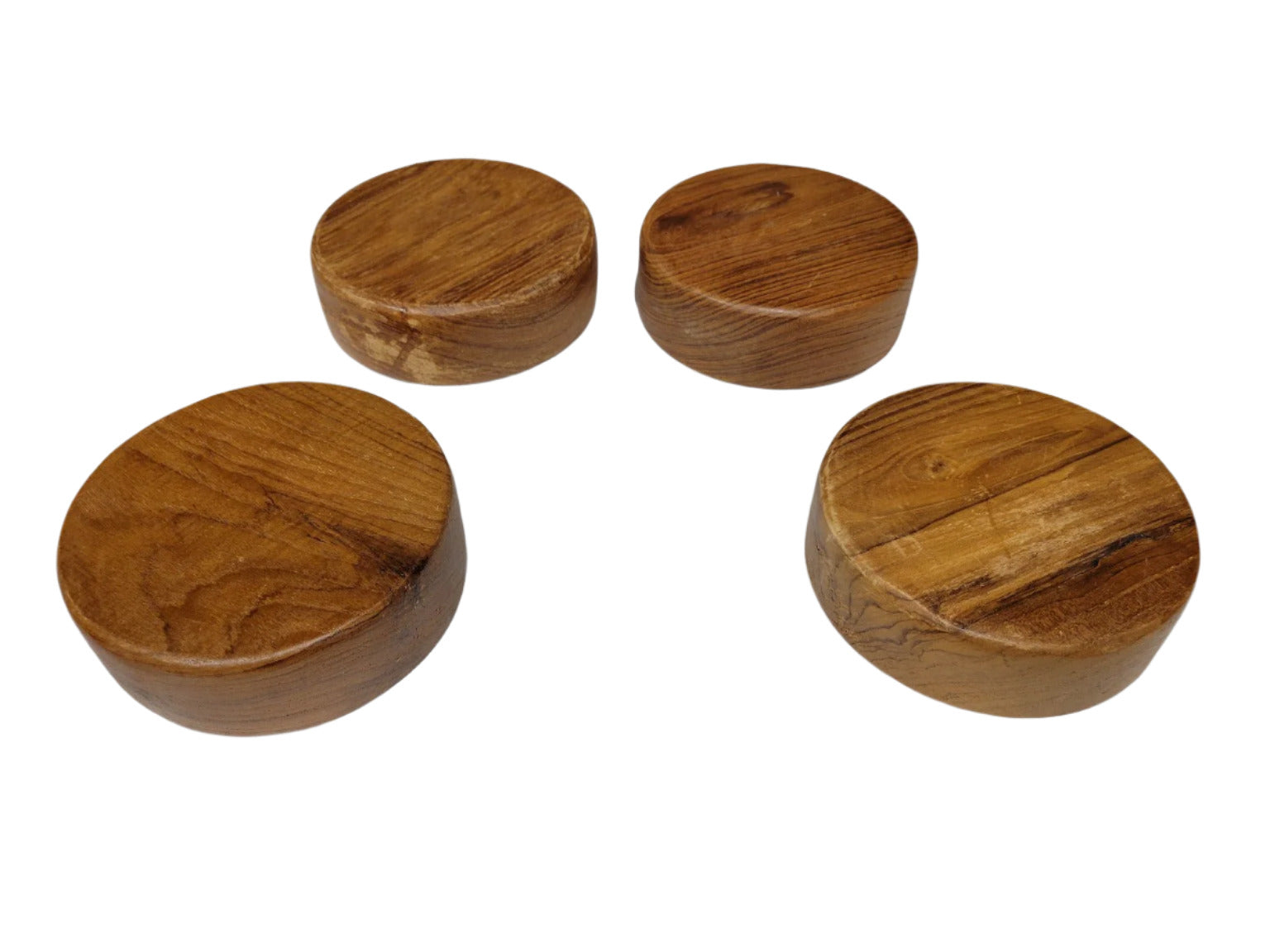 Set of 4 Mid-Century Teak Wood Bowls – 6 Round Snack or Salad Dishes