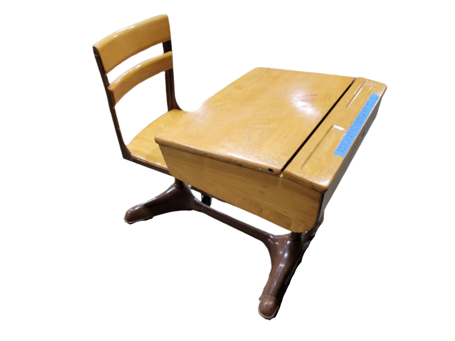 Mid-Century Student Desk and Chair Combo – Wood & Metal Frame