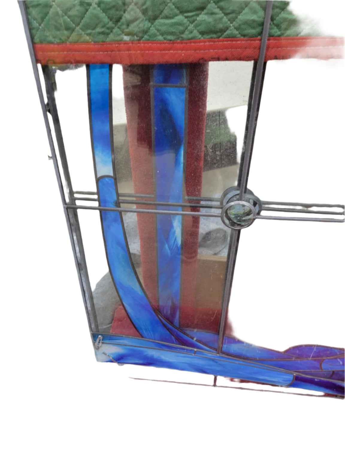 Set of 3 Contemporary Stained Glass Panels – Blue Wave Motif