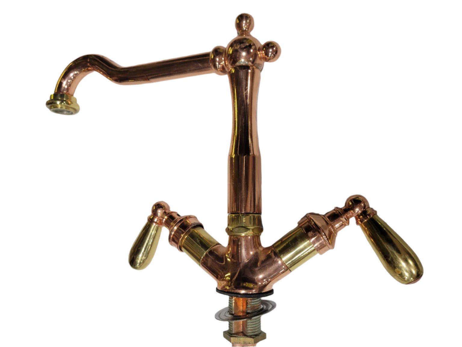 Vintage Copper and Brass Two-Handle Faucet – 10 ½" Tall