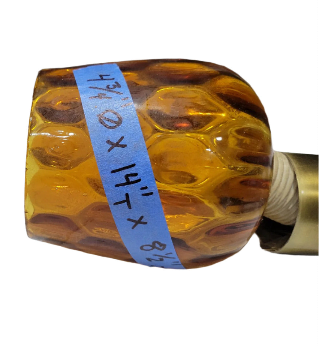 Mid-Century Honeycomb Amber Glass Wall Sconce – Brass Finish