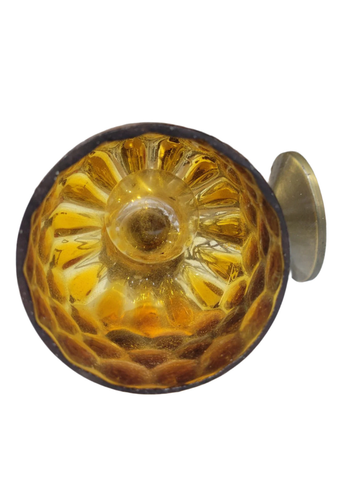 Mid-Century Honeycomb Amber Glass Wall Sconce – Brass Finish