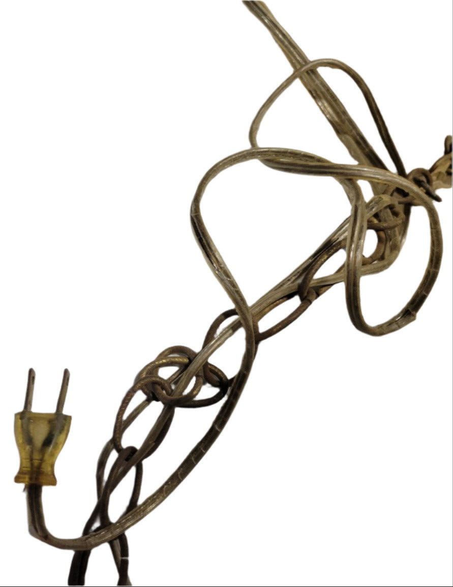 Hollywood Regency Iridescent Swag Lamp – Ornate Gold & Amber Jewel Accents