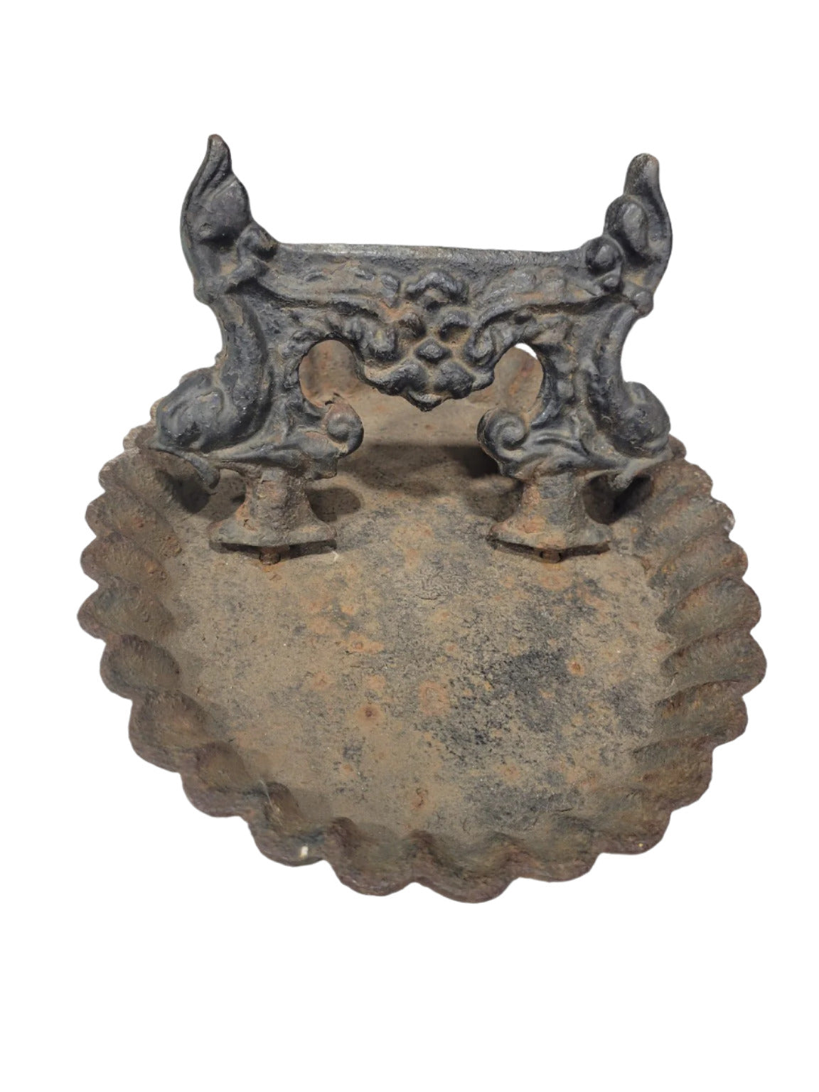 Antique Victorian Cast Iron Boot Scraper with Scalloped Drip Tray