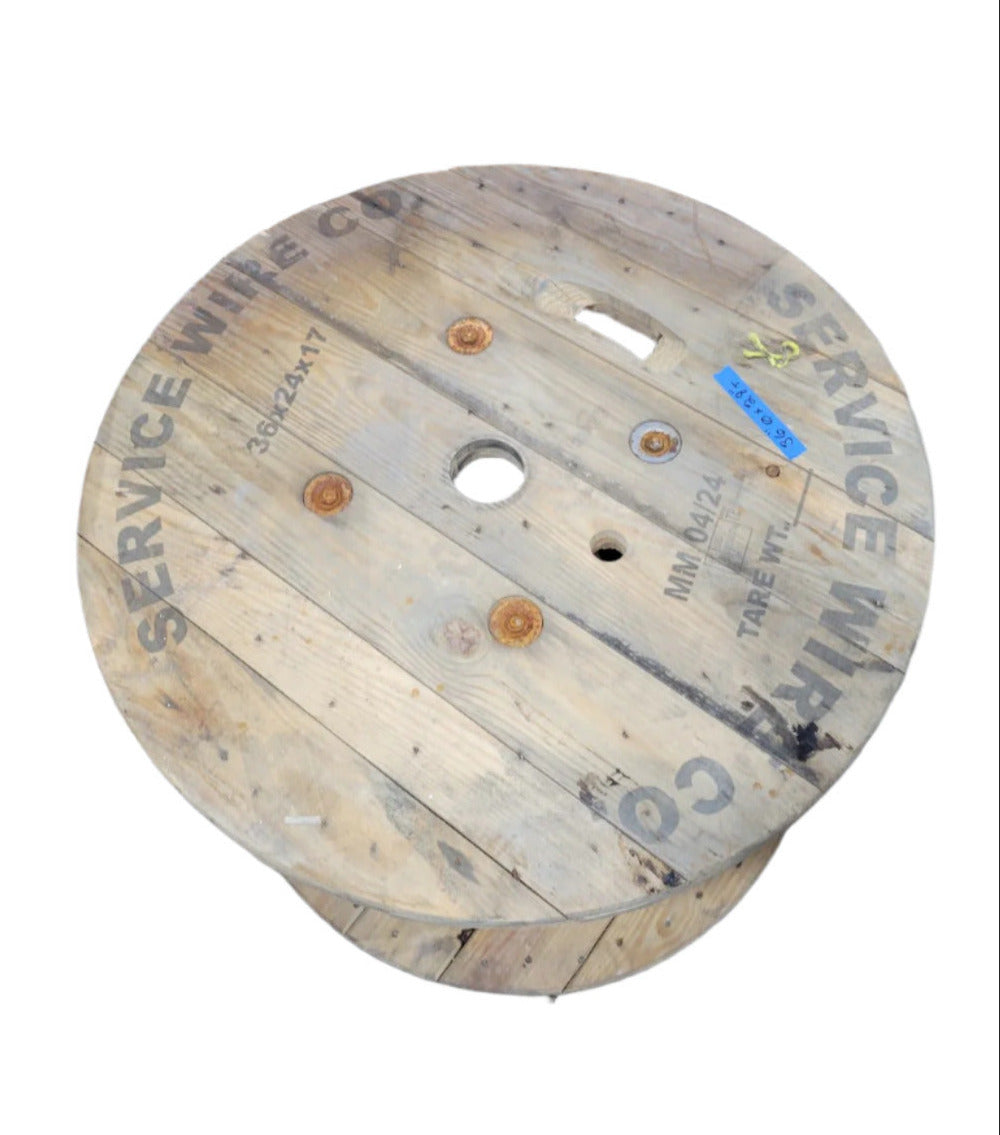 Reclaimed Wooden Cable Spool Table – 36" Diameter